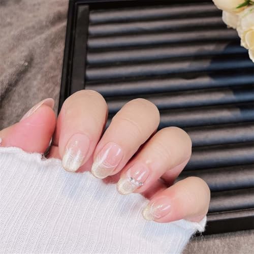 Kurze, ovale, handgefertigte tragbare Nägel, süßes Katzenauge, Nagelkunst, Dekoration, vielseitig, französische Manciure für Frauen und Mädchen, 10 Stück (M118-XS) von Generisch