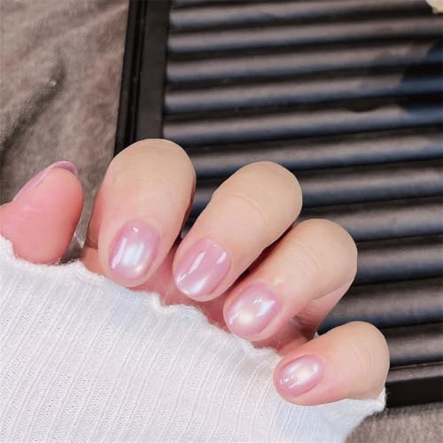 Kurze, runde handgefertigte tragbare Nägel, Glasperlen, Katzenauge, Nagelkunst, Dekoration, glänzend, für Damen und Mädchen, 10 Stück (M106-XS) von Generisch