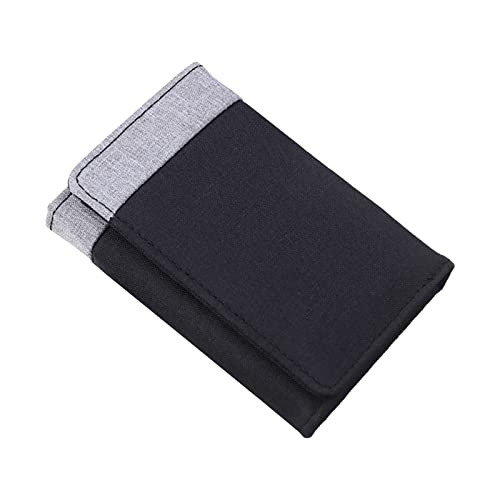 Kurze Geldbörse für Damen und Herren, Segeltuch, mehrere Kartenfächer, Clutch, Leder, personalisierbar, Schwarz , Einheitsgröße von Generisch
