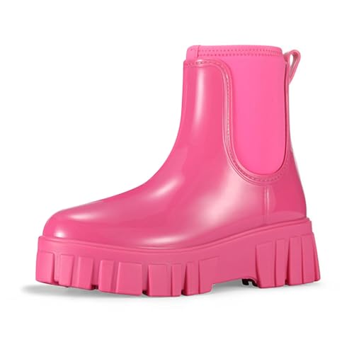 Kurze Gummistiefel Damen - Regenstiefel Festival Flache Gummistiefeletten Bunt Glitzer Wasserdicht Stiefeletten Weitschaft Rutschfest Regenschuhe 36-42 EU von Generisch