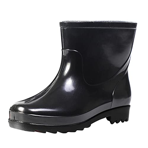 Kurze Gummistiefel für Herren, Gummistiefel für Garten, Herren, Regenschuhe, Jungen, mittlere Wanderschuhe, Schwarz , 41 1/3 EU von Generisch