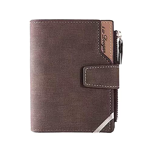 Kurze Herren-Geldbörse, multifunktional, vertikal, Reißverschluss, Schnalle, Abzeichen, Geldbörse, Korrekturbeamter (Braun, Einheitsgröße) von Generisch