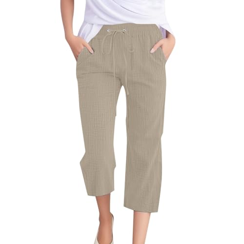 Kurze Hosen Damen Sommer Leinenhose 3/4 Musselin Hose Leicht Leinen Sommerhose Mit Taschen Causal Locker Caprihose Elastische Bequeme Stoffhose Sport Freizeit Strandhose, Kurze Hosen Damen Sommer Leinenhose 3/4 Musselin Hose Leicht Leinen Sommerhose Mit Taschen Causal Locker Caprihose Elastische Bequeme Stoffhose Sport Freizeit Strandhose, von Generisch