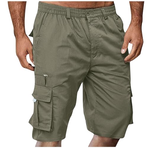 Kurze Hosen Herren Cargo Shorts Arbeitshosen Männer Kurz Cargohose mit Taschen Elastischem Bund Freizeithose Sommer Herren-Shorts Einfarbig Sommerhose Große Größen Lässige Strandshorts Sporthose XXXL von Generisch