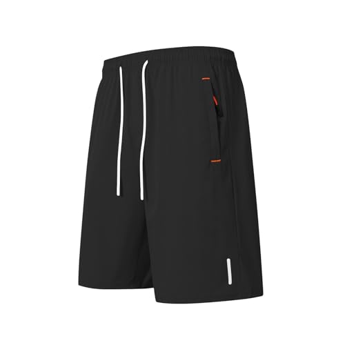 Kurze Hosen Herren Einfarbig Sporthose Freizeithose atmungsaktiv Mode elastische Taille Bermuda Cargohose Sommer männer Hose Kurz mit Tasche und Reißverschluss Sale Schwarz L von Generisch