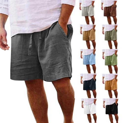 Kurze Hosen Herren Sommerhose Leinen Shorts Herren Elastische Leinenhose Mit Kordelzug Einfarbige Freizeithose Arbeitshosen Männer Leichte Hose Plus Size Kurze Hosen Herren Sommerhose Leinen Shorts Herren Elastische Leinenhose Mit Kordelzug Einfarbige Freizeithose Arbeitshosen Männer Leichte Hose Plus Size von Generisch