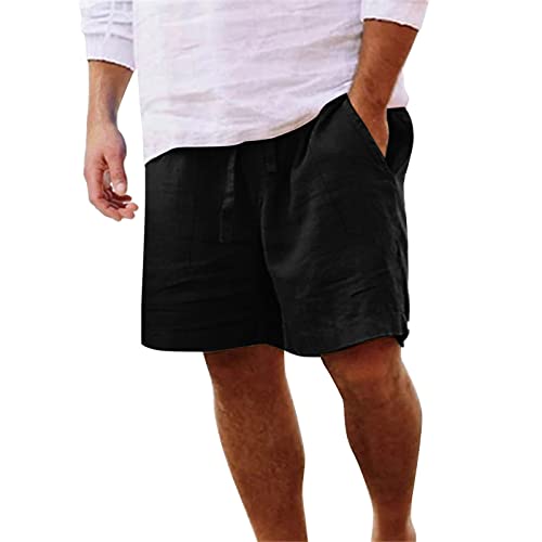 Kurze Hosen Herren Sommerhose Leinen Shorts Herren Elastische Leinenhose Mit Kordelzug Einfarbige Freizeithose Arbeitshosen Männer Leichte Hose Plus Size Kurze Hosen Herren Sommerhose Leinen Shorts Herren Elastische Leinenhose Mit Kordelzug Einfarbige Freizeithose Arbeitshosen Männer Leichte Hose Plus Size von Generisch