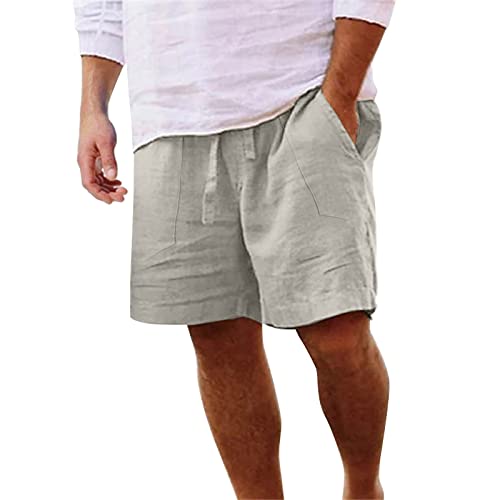 Kurze Hosen Herren Sommerhose Leinen Shorts Herren Elastische Leinenhose Mit Kordelzug Einfarbige Freizeithose Arbeitshosen Männer Leichte Hose Plus Size Kurze Hosen Herren Sommerhose Leinen Shorts Herren Elastische Leinenhose Mit Kordelzug Einfarbige Freizeithose Arbeitshosen Männer Leichte Hose Plus Size von Generisch