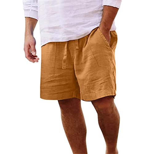 Kurze Hosen Herren Sommerhose Leinen Shorts Herren Elastische Leinenhose Mit Kordelzug Einfarbige Freizeithose Arbeitshosen Männer Leichte Hose Plus Size Kurze Hosen Herren Sommerhose Leinen Shorts Herren Elastische Leinenhose Mit Kordelzug Einfarbige Freizeithose Arbeitshosen Männer Leichte Hose Plus Size von Generisch