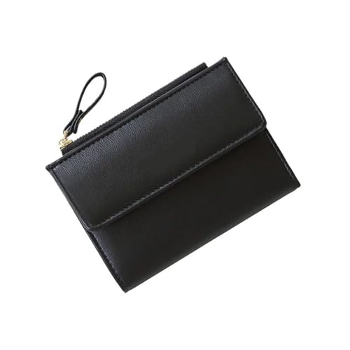 Kurze Kartentasche für Damen, Pinsel, PU, einfarbig, Reißverschlussschnalle, multifunktional, kleine Geldbörse, Schwarz , Einheitsgröße von Generisch