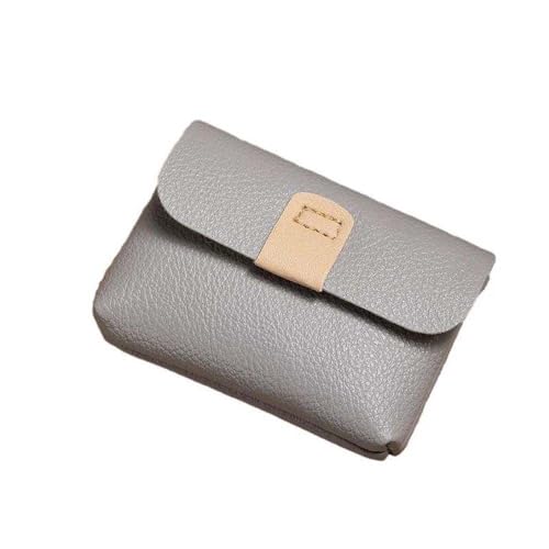 Kurze Münzgeldbörse, PU-Leder, Ausweis, Kreditkartenhalter, kleine Geldtasche, einfache Lippenstift-Tasche, koreanischer Stil Kopfhörertasche, grau, Retro von Generisch