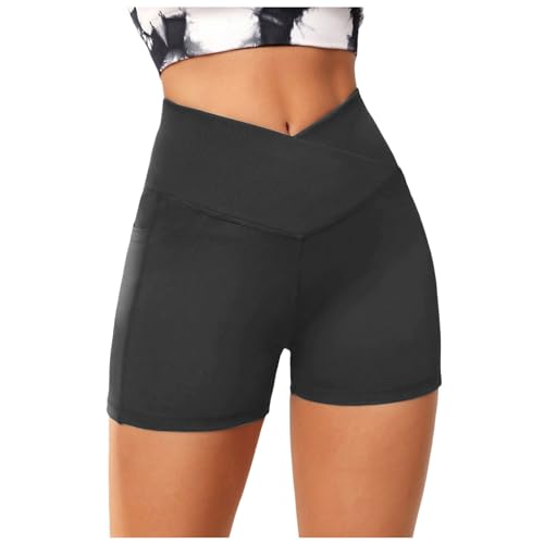 Kurze Sporthose Damen Radlerhose V Cross Stretch Hosen Sommer Täglich Tragen Für Yoga Unterkleid Shorts Workout Butt Lift Leggings Frauen Elastisch Unterhosen Fitness Boxershorts von Generisch