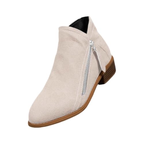 Kurze Stiefel Für Damen Mit Dickem Absatz,Boots Herren Schwarz Weit,Einfarbige Dünne Stiefel Gefüttert rutschfeste Blockabsatz Damenstiefel Winterstiefel von Generisch