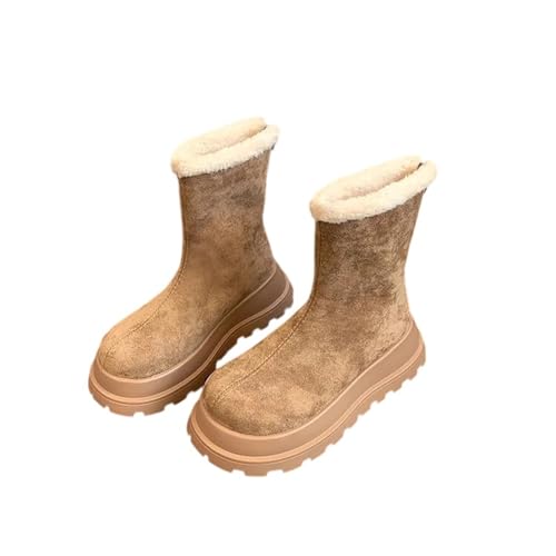Kurze Winterstiefel für Damen mit modischem Plateau und dickem Absatz, Knöchel-Design, um warm zu halten und gleichzeitig eine schicke Street-Style-Ästhetik zu erhalten, khaki, 44 EU von Generisch