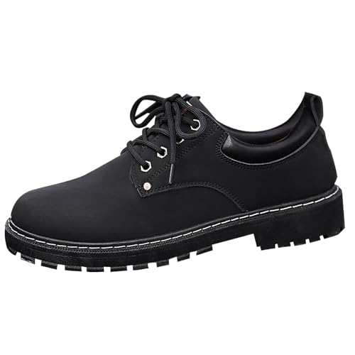 Kurzschaft Boots Schuhe Herren Low-Top Oxford-Schuhe MäNner Elegante SchnüRhalbschuhe mit Absatz Lederschuhe Klassische Vielseitig FreizeitschuheRutschfest Stiefel Moderne Halbschuhe Businessschuhe von Generisch
