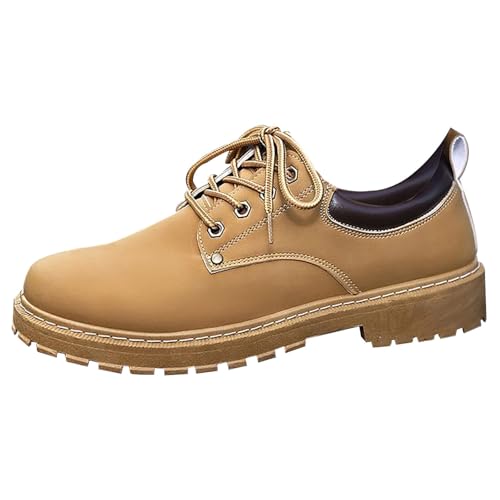 Kurzschaft Boots Schuhe Herren Low-Top Oxford-Schuhe MäNner Elegante SchnüRhalbschuhe mit Absatz Lederschuhe Klassische Vielseitig FreizeitschuheRutschfest Stiefel Moderne Halbschuhe Businessschuhe von Generisch