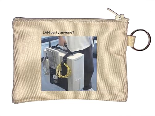 LAN Party Anyone Lustiger Oldschool Gaming Schlüsselanhänger Münzbörse Beige von Generisch