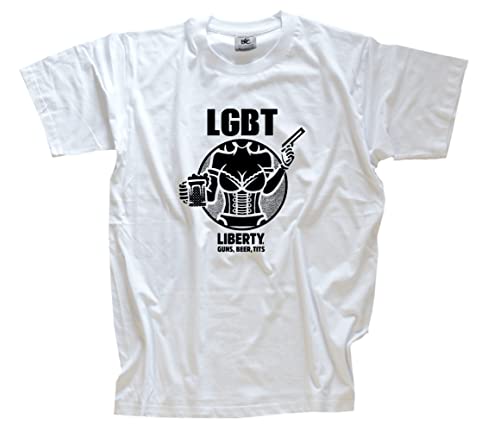 LGBT - Liberty, Guns, Beer, Tits T-Shirt Weiss L von Generisch