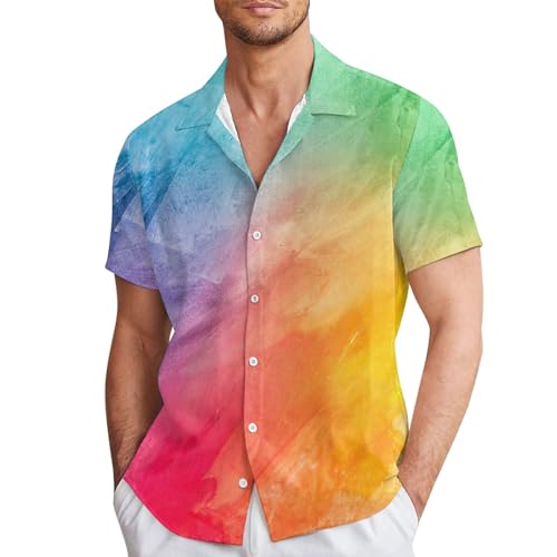 LGBT Rainbow Flag Hemd Herren Gay CSD Party Regenbogenflagge Hawaiihemd LGBTQ+ Community Freizeithemd Kurzarm Pride Parade Outfit Regenbogen T Shirt Oberhemd Strandhemd LGBT Rainbow Flag Hemd Herren Gay CSD Party Regenbogenflagge Hawaiihemd LGBTQ+ Community Freizeithemd Kurzarm Pride Parade Outfit Regenbogen T Shirt Oberhemd Strandhemd von Generisch
