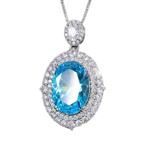 LGYGMD Kronleuchter * 18 mm Smaragd Aquamarin Saphir Anhänger Halskette für Frauen Schmuck Accessoires Geschenke Licht, A, A von Generisch