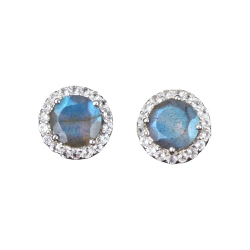 Labradorit Ohrringe mit CZ 925 Sterling Silber Labradorit Ohrstecker Edelstein Ohrstecker Geschenk für Sie von Generisch