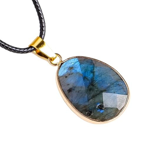 Labradoritensteinschmuck | Energy Balancing Halskette | Natürlicher Labradoritanhänger | Kristallmondone Polished Stone Anhänger | Heilung Kristallschmuck Geschenk Für Die Meditation Spirituelle Balan von Generisch