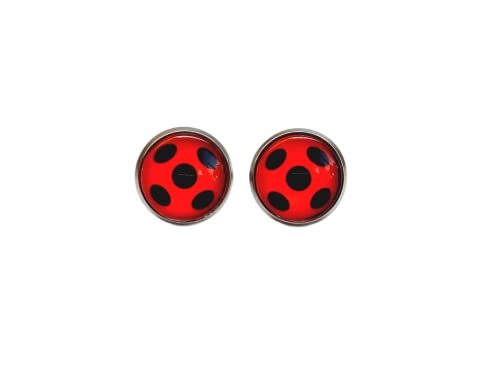 Ladybug Marienkäfer Cabochon Ohrstecker versilbert 12 mm von Generisch