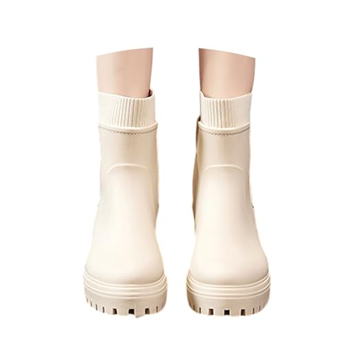 Lässig Pvc Halbhoch Gartenschuhe Stiefel Regenstiefel Gummistiefel Regenschuhe Weit Chelsea Boots Gefüttert Stiefeletten Garten von Generisch