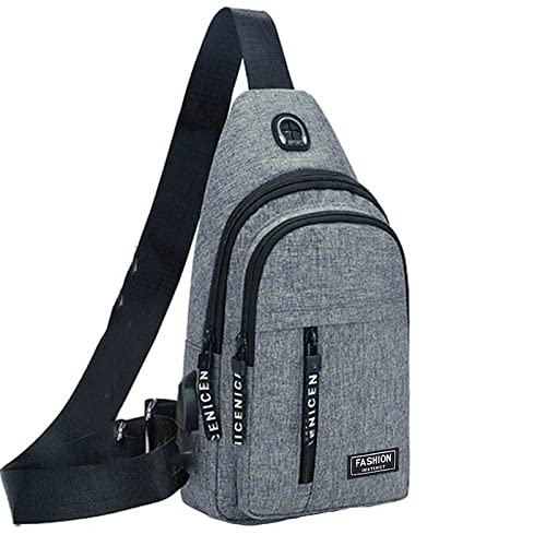 Lässige Canvas-Weste aus echtem Schaffell und Rindsleder, Weste, Motorrad, Biker, Segeltuch, Tasche mit USB-Schultertasche, Tragetasche für Damen, grau, Einheitsgröße von Generisch