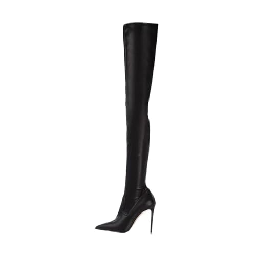 Lässige Damen-Overknee-Stiefel, Stretch, spitzer Zehenbereich, Stiletto-Absatz, Oberschenkelhohe Stiefel, Schwarz , 44.5 EU Lässige Damen-Overknee-Stiefel, Stretch, spitzer Zehenbereich, Stiletto-Absatz, Oberschenkelhohe Stiefel, Schwarz , 44.5 EU von Generisch