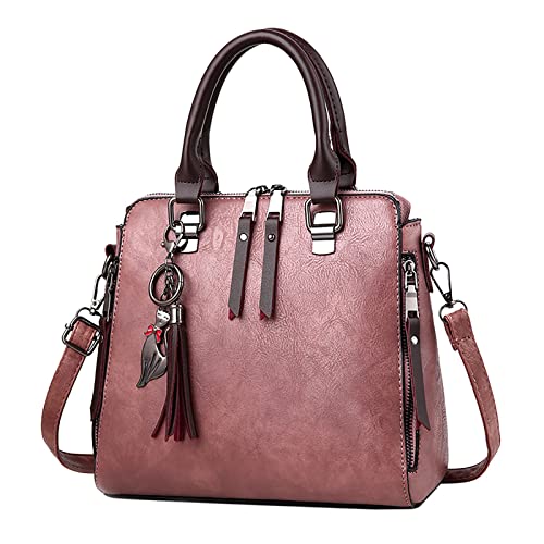 Lässige Damenmode Mädchen Retro Solide Katze Fransen Schulter Reißverschluss Tote Handtasche Taschen Schultertasche, rose, Einheitsgröße von Generisch