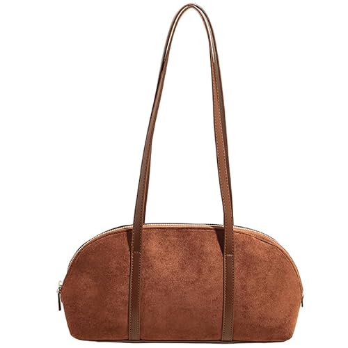 Lässige Handtasche aus Wildlederimitat, große Kapazität, Retro-Umhängetasche, einfarbig, passend für Reisen, Einkaufen, Verabredungen, braun, 11.42*3.15*5.9inch von Generisch