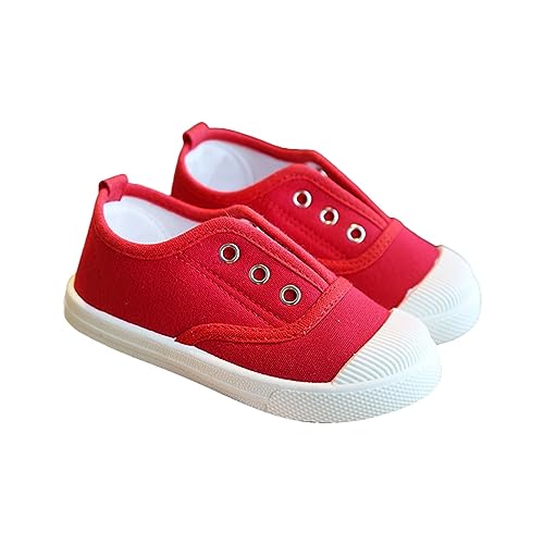Lässige Kinder-Sneaker, flach, rutschfest, Spitze, leicht, für Jungen, Mädchen, Schule, atmungsaktiv, Knöchel, Segeltuch, Sneaker, Baby-Lernschuhe, rot, 27 EU Lässige Kinder-Sneaker, flach, rutschfest, Spitze, leicht, für Jungen, Mädchen, Schule, atmungsaktiv, Knöchel, Segeltuch, Sneaker, Baby-Lernschuhe, rot, 27 EU von Generisch