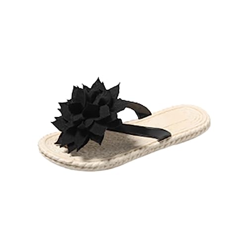 Lässige Plateau-Flip-Flops für Damen, flache Sohle, einfarbig, große Sohle, Flip-Flops, Strandsandalen, Strand für drinnen und draußen, Urlaub, Sommer, Beruf, Schwarz , 39 EU von Generisch