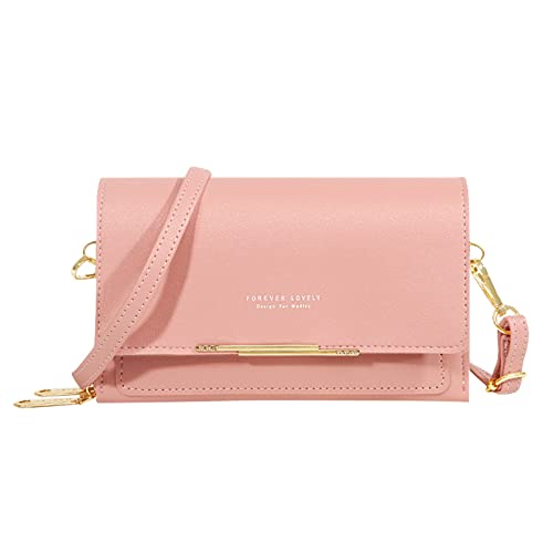 Lässige Umhängetasche für Damen, verstellbarer Riemen, Schultertasche mit Sichtfenster für Handy, Laptop, Messenger und Schultertaschen, rose, Einheitsgröße von Generisch
