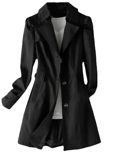 Lässiger langer Damen-Trenchcoat für Damen, Schwarz , M Hoch Lässiger langer Damen-Trenchcoat für Damen, Schwarz , M Hoch von Generisch