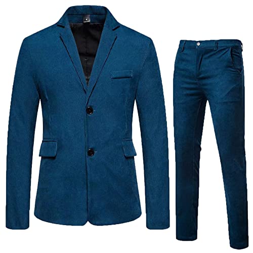 Lässiges Herrenanzug-Set, Hochzeits-Partyanzug-Set für Herren, Blazer und Hosen, Herbst- und Wintermode, bequemes Business-Outfit, vielseitige Bürokleidung, intelligenter Freizeitstil., blau, L von Generisch