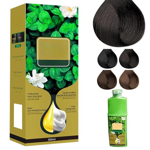 Lang Anhaltende, Pflanzliche Schaum-Haarfarbe, Einfache Farbabgabe Und Haarpflege, Bubble Hairs Dye Shampoo Für Frauen Und Männer, Bubble Hairs Dye Shampoo (Dunkelbraun) von Generisch