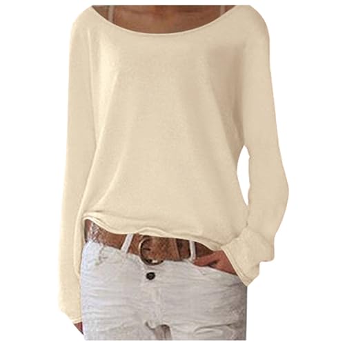 Langarmshirt Damen Oversize Pullover Pulli Sweatshirt One Shoulder Oberteil Asymmetrisches Leicht Strickpullover Shirt Langarm Neon Pink Damenpullover Häkelpullover U-Boot Ausschnitt Dünne T-Shirt von Generisch