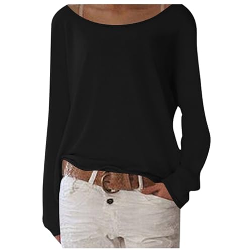 Langarmshirt Damen Oversize Pullover Pulli Sweatshirt One Shoulder Oberteil Asymmetrisches Leicht Strickpullover Shirt Langarm Neon Pink Damenpullover Häkelpullover U-Boot Ausschnitt Dünne T-Shirt von Generisch