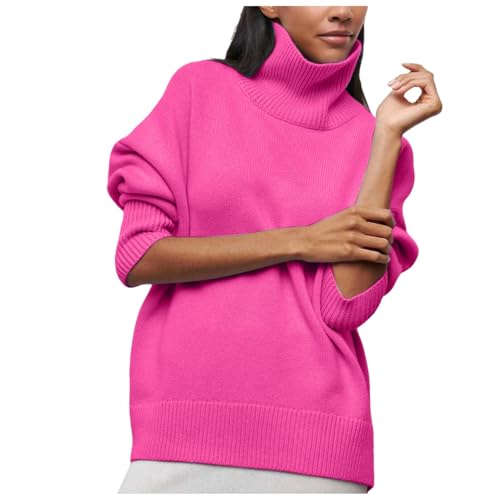 Langarmshirt Damen Rollkragenpullover Turtleneck Oberteile Casual Einfarbig Rolli Pullover Basic Top Pullover Winter Rollkragenpullover Warm Langarm Strickpullover Lässiges Stricken Pulli (XXL) von Generisch