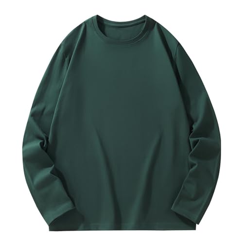 Langarmshirt Herren Baumwolle Basic Shirt Langarm Einfarbig Casual Longsleeve Freizeit Oberteil Rundhals T-Shirt für Männer L-6XL Tshirt Sportshirt Pullover Top Shirts Armeegrün 5XL von Generisch