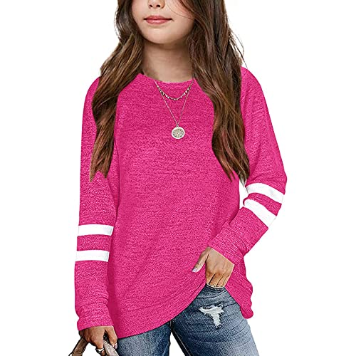 Langarmshirt Mädchen Rundhals Basic T-Shirt Langarm Longsleeve Pullover Top Einfarbig Thermoshirt Long Sleeve Shirt Sweatshirt Kinder Longshirt Tops von Generisch