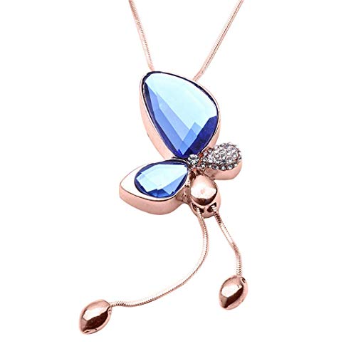 Lange Damen-Halskette mit Kristall-Schmetterlings-Quasten-Anhänger, Kleidung, passendes Zubehör, Farbe 1, bequem und praktisch von Generisch