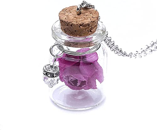 Lange Halskette mit im Dunkeln leuchtenden Blumen-Glasanhänger, kleine Wunschflaschen-Anhänger, Schmuck. Langlebigkeit von Generisch