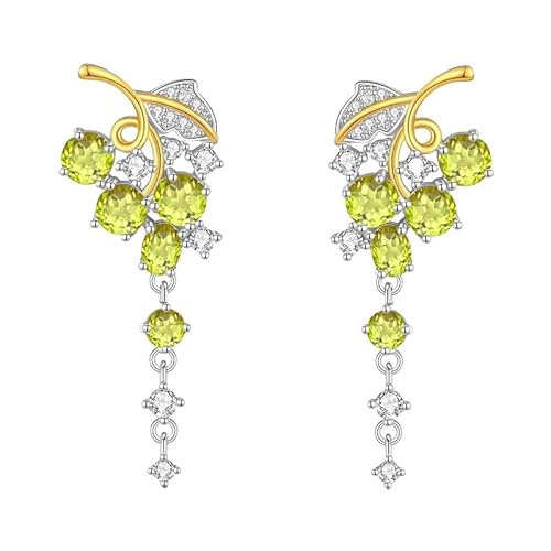 Lange Ohrringe Aus 925Er Sterlingsilber Braut Ohrhänger Natürlicher Kristallstein Funkelnde Quaste Formeller Brautjungfern Statement Schmuck für Abschlussballpartys für Frauen Peridot von Generisch