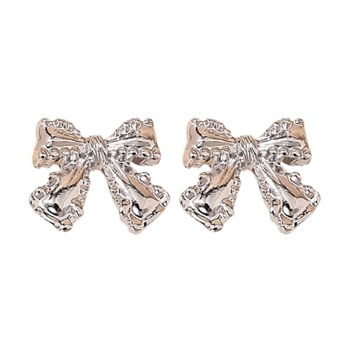 Lange Ohrringe Perlen Small Simple And Cute Bow Earrings: Charming Accessories That Of Sweetness And To Your Look Ohrringe Silber 925 Kinder (Silver, One Size) von Generisch