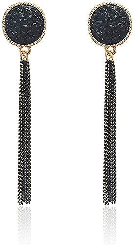 Lange Quasten-Ohrringe, hängende Ohrringe für Damen mit schwarzen Steinen, Bohemian-Stil, Brautschmuck, Party-Schmuck, langlebig und modisch von Generisch