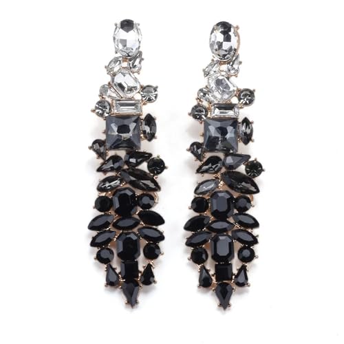 Lange Statement-Ohrringe mit Kristall-Strasssteinen, ethnisch, große Ohrringe, Einheitsgröße von Generisch