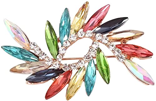 Langlebige, bunte, elegante Kristallglas-Brosche, Hochzeitsschmuck, Anstecknadel für Damen von Generisch